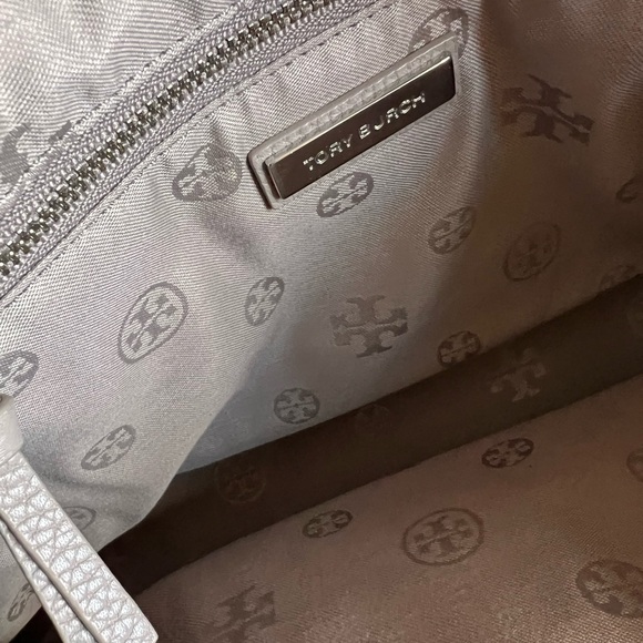 Tory Burch Pebbled Leather Tassel Tote in Light Taupe - Picture 9 of 9